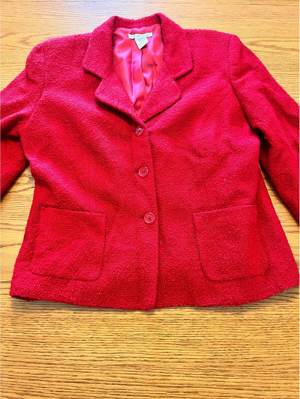 Jillian Jones Red Wool Blend Blazer Size 14